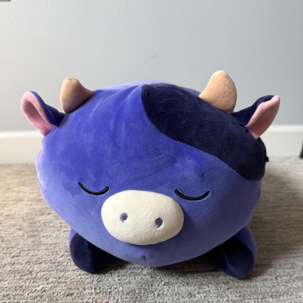 Squishmallows Sleepamallows Ingred Purple Cow 18 Inch Plush Jazwares Sleepy Eyes